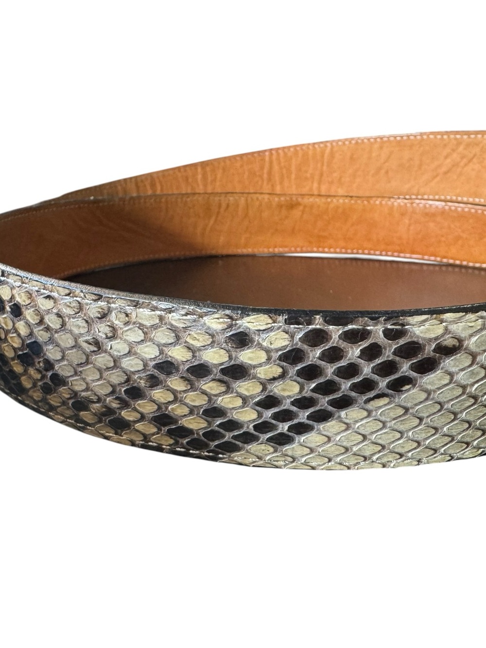Men's Real Python Leather Belt with Silver-Tone Buckle - Picture 3 of 9